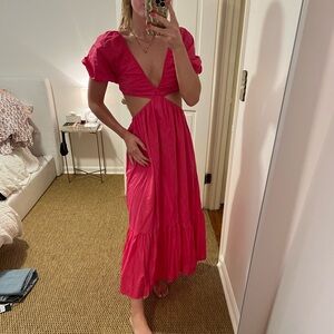 Pink Zara puff sleeve maxi dress NWOT size XS 💗💗💗